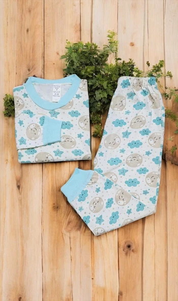 Bulut Desenli Erkek Bebek Pijama Takımı - 6