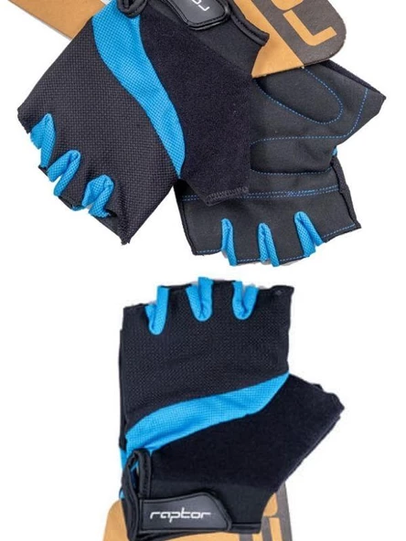 Raptor XC Sport Eldiven Kısa Parmak Bisiklet Eldiveni MTB Yarım Parmak Eldiven L Beden Mavi - 2