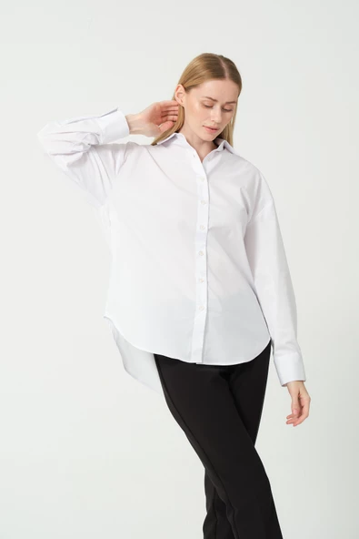 Polo Yaka Sırt Dekolteli Gömlek - 7