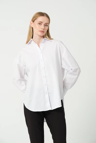 Polo Yaka Sırt Dekolteli Gömlek - 4