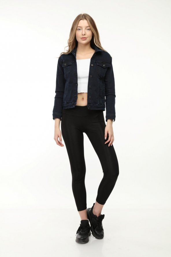 Mayın Kadın Kısa Lacivert Ceket Full Likralı Çok Esnek - 4