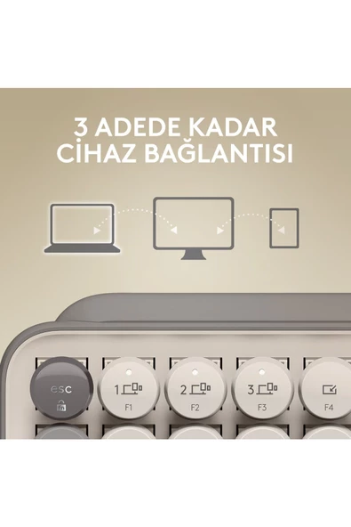 Logitech POP Keys Beyaz Gri Kablosuz Mekanik Klavye - 6
