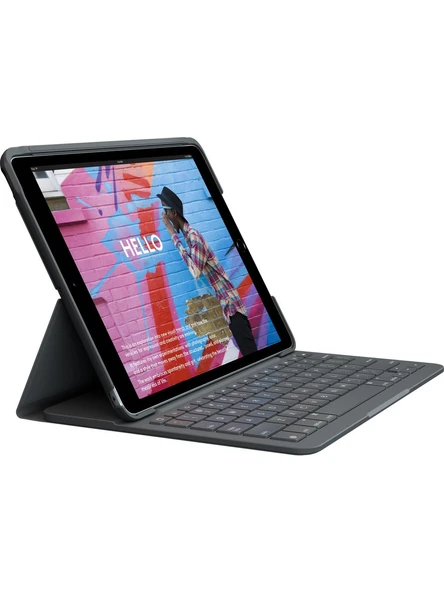 Logitech Slim Folio iPad 10.2 inç 7. ve 8. Nesil ile Uyumlu Klavyeli Kılıf - Koyu Gri