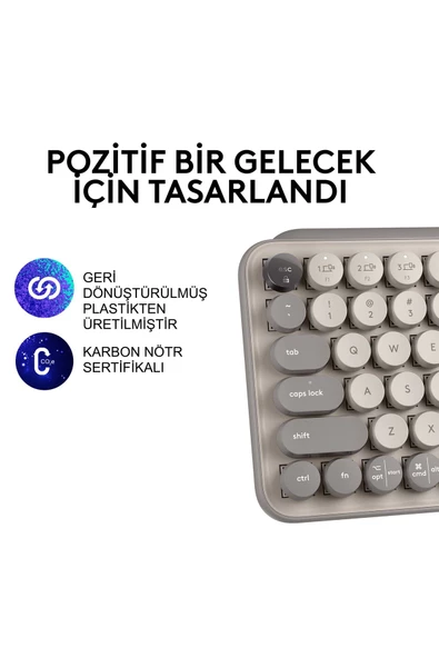 Logitech POP Keys Beyaz Gri Kablosuz Mekanik Klavye - 3