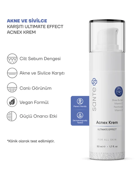 Sante Plus Gözenek Sivilce ve Siyah Nokta Karşıtı Acnex Krem 50 ML - 2