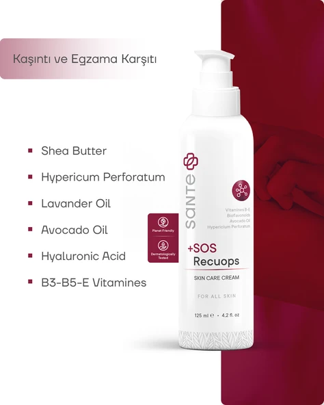 Sante Plus +SOS Recuops Yatıştırıcı Bariyer Onarıcı Cilt Bakım Kremi 125 ML ( Egzama, Sedef, Kaşıntı ) - 3