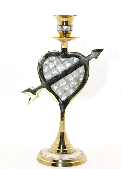 Pirinç Sedefli Tekli Şamdan 11056-975 ürün görseli