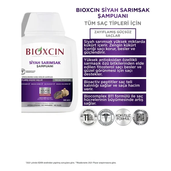 Bioxcin Siyah Sarımsak Şampuanı 3 al 2 öde (3x300ml) - 2