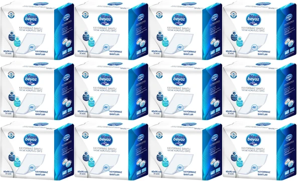 Mavi Beyaz Hasta Alt Açma Yatak Koruyucu Örtü 60*90CM 360 Adet (12PK*30) Kaydırmaz Bantlı