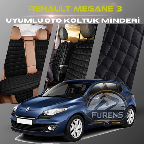 Renault Megane 3 Siyah Renk Tay Tüyü Cepli & Terletmez Sırtlı Oto Koltuk Minder Seti - Koltuk Koruma Kılıfı (ÖN & ARKA TAM SET) ürün görseli 1