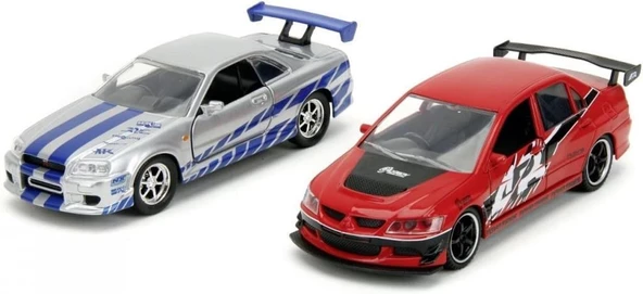Jada Fast and Furious Mitsubishi Lancer Evolution IX Brian's Nissan Skyline GT-R(R34) Model Araba - 2