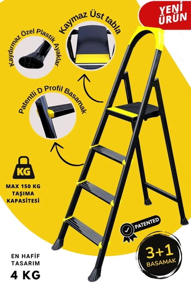 Ertekpa Leo 3+1 Basamaklı Metal Merdiven