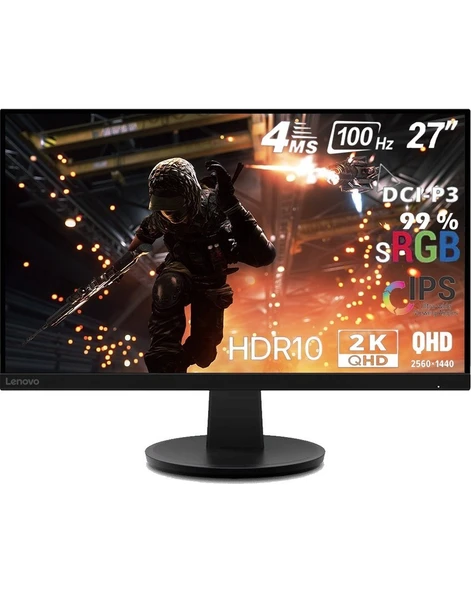 LENOVO 27" N27Q 67C2GAC1TK 4Ms 100Hz QHD IPS MONİTÖR