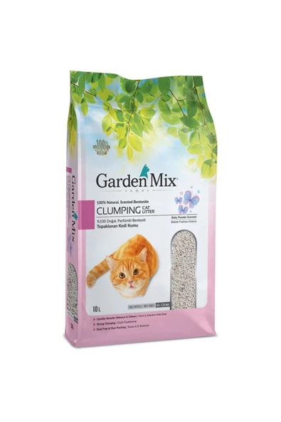 Gardenmix Bentonit Bebek Pudralı Kedi Kumu Kalın 10 Lt