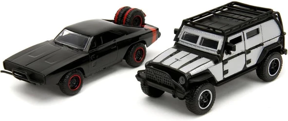 Jada Fast and Furious Tej's Jeep Wrangler Dom's Dodge Charger R/T Model Araba