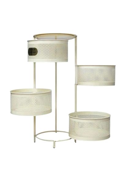 Ciro 4 Katlı Yana Açılır Krem Patates Soğan Sepeti Sebze Meyve Sepeti  Sebzelik Tekerleksiz Model - Resim 2