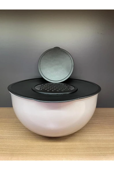 5 Parça Karıştırma Kabı Saklama Kabı Plastik, Büyük Çırpma Telli 29 Cm Rendeli Çırpma Kase Seti - 4
