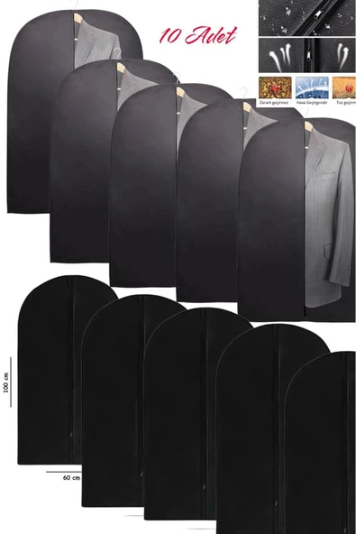 10 Adet Takım Elbise Kılıfı Elbise Hurcu Dolap Düzenleyici 60X100 giyim çantası - 6
