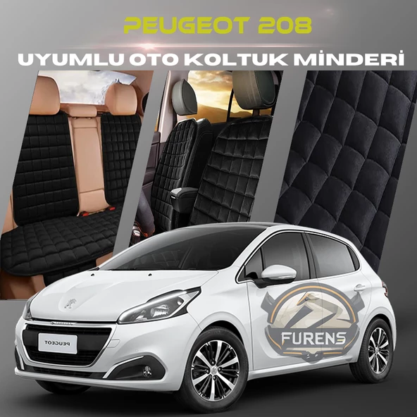 Peugeot 208 Siyah Renk Tay Tüyü Cepli & Terletmez Sırtlı Oto Koltuk Minder Seti - Koltuk Koruma Kılıfı (ÖN & ARKA TAM SET) ürün görseli 1
