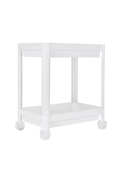 Maja Beyaz 2 Katllı Tekerlekli Raf Banyo Rafı Mutfak Dolabı Düzenleyici Tezgah Evye Altı Organizer - 4