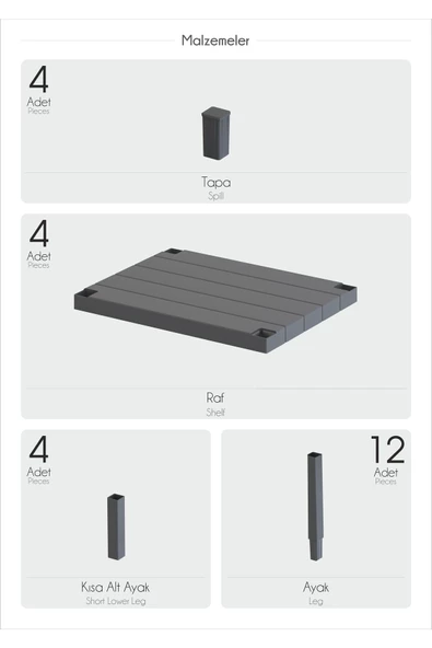 Ombeg Dekoratif 4 Katlı Plastik Çok Amaçlı Banyo Düzenleyici Saksılık Kitaplık Siyah Organizer - 2