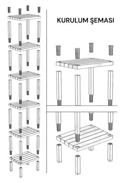 Shelf 6 Katlı Düzenleyici Raf Ünitesi Kitaplık, Banyo, Mutfak Rafı. Ayakkabılık, organizer - Resim 6