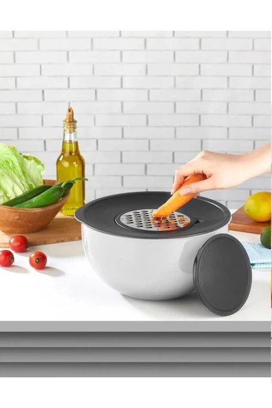 Rendeli Karıştırma Kabı Plastik Kase Seti Saklama Kabı Rende Fonksiyonlu Karıştırıcı Mutfak Seti