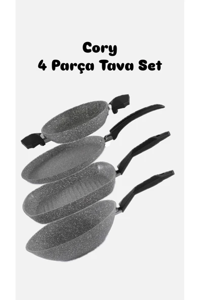 Cory 4 Parça Tava Seti Granit Wok Krep Grill Sahan 4'lü Set Çeyiz Seti Tava Set ürün görseli