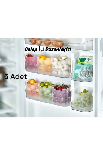 5  Adet Buzdolabı Kapak İçi Raf Organizeri Banyo Kozmetik Düzenleyici Kap Çok Amaçlı Kutu Seti