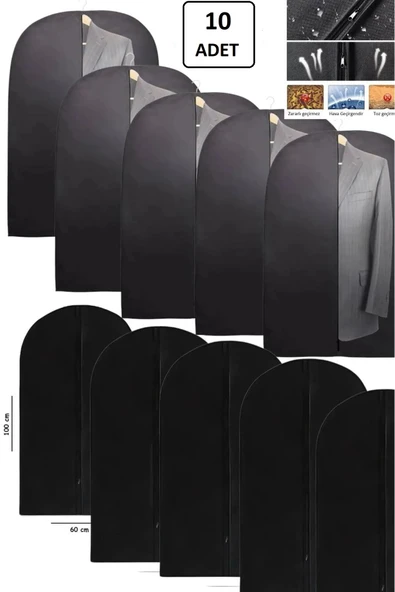 10 Adet Takım Elbise Kılıfı Elbise Hurcu Dolap Düzenleyici 60X100 giyim çantası