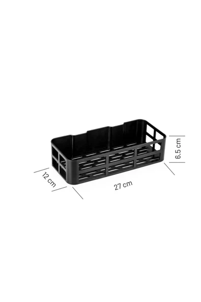 Yapışkanlı Mutfak  Düzenleyici 2 Adet Mutfak Rafı Baharatlık Şampuanlık Sabunluk Siyah Düzenleyici - Resim 6