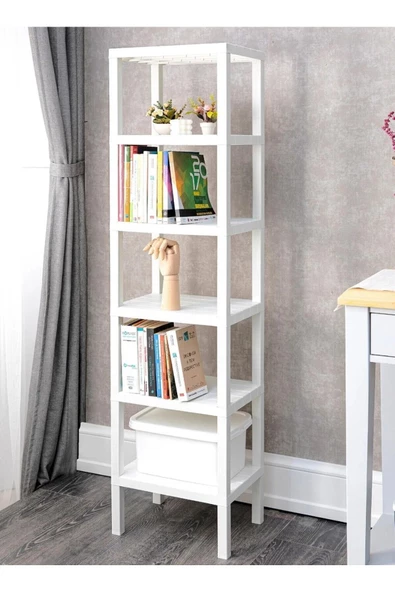Shelf 6 Katlı Düzenleyici Raf Ünitesi Beyaz Kitaplık Banyo Rafı Mutfak Organizeri - 2