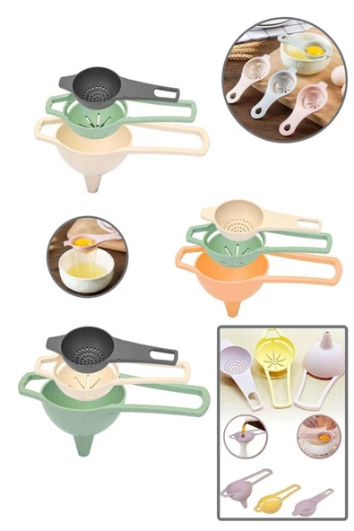 3 lü Yumurta Ayırıcı & Çay Süzgeci & Mini Huni - 5