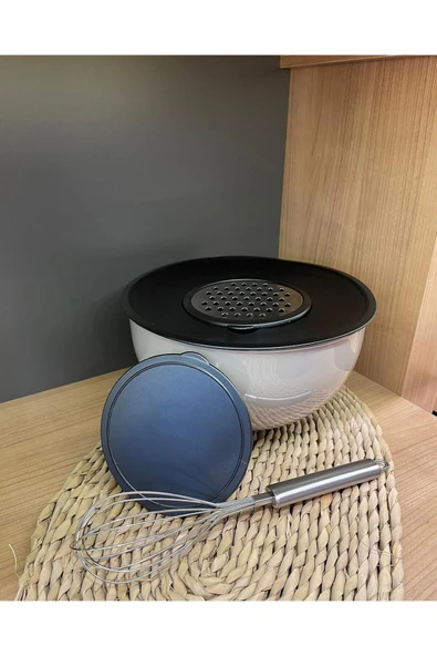 5 Parça Karıştırma Kabı Saklama Kabı Plastik, Küçük Çırpma Telli 25 Cm Rendeli Çırpma Kase Seti - Resim 6