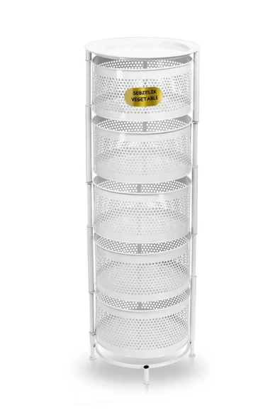 Ciro 5 Katlı Yana Açılır Beyaz Patates Soğan Sepeti Sebze Meyve Sepeti  Sebzelik Tekerleksiz Model - Resim 3