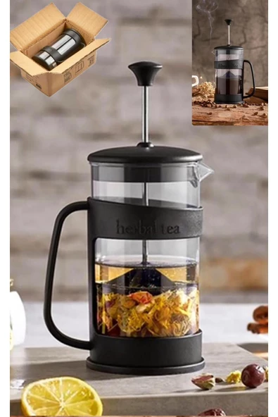 2 Adet Barista 400 Ml French Press Siyah Bitki Çayı Demleme İçin Özel Tutma Saplı - 5
