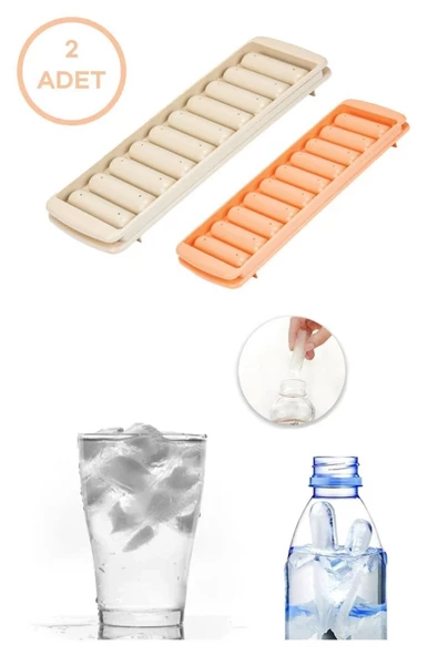 2'li Özel Tasarım 10 Hazneli Sert Plastik Çubuk Buz Kalıbı Çubuk Buz - Buz Kalıbı ürün görseli