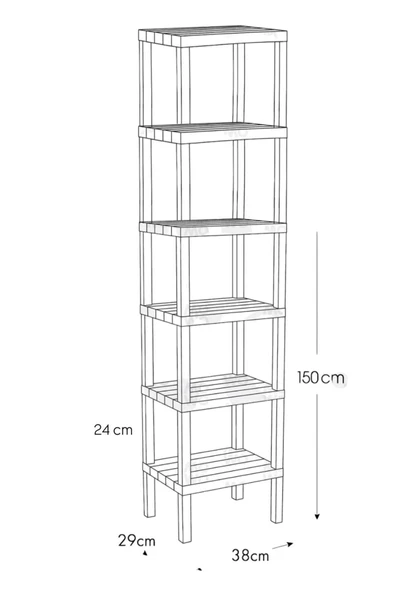 Shelf 6 Katlı Düzenleyici Raf Ünitesi Kitaplık, Banyo, Mutfak Rafı. Ayakkabılık, organizer - 6
