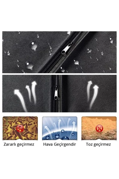 2 Adet Takım Elbise Kılıfı Hurcu Dolap Düzenleyici Gamboç 60x100 Giysi Saklama Çantası - 4