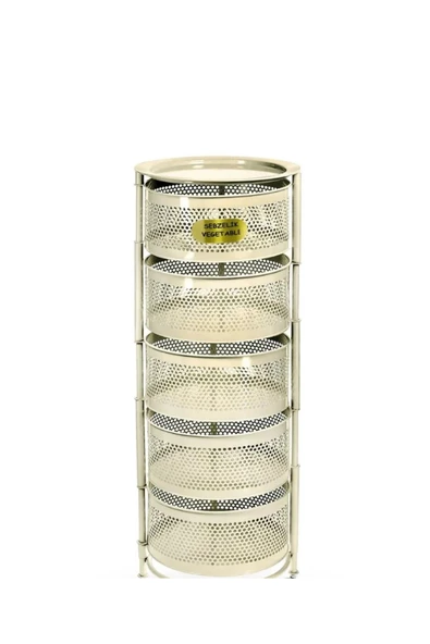 Ciro 5 Katlı Yana Açılır Krem Patates Soğan Sepeti Sebze Meyve Sepeti  Sebzelik Tekerleksiz Model - Resim 2