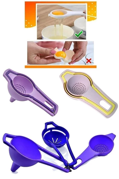 3 lü Yumurta Ayırıcı & Çay Süzgeci & Mini Huni - 2