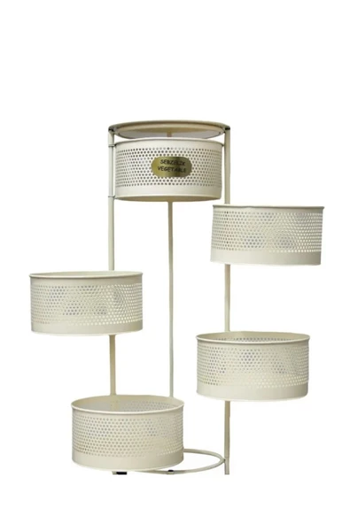 Ciro 5 Katlı Yana Açılır Krem Patates Soğan Sepeti Sebze Meyve Sepeti  Sebzelik Tekerleksiz Model - Resim 3