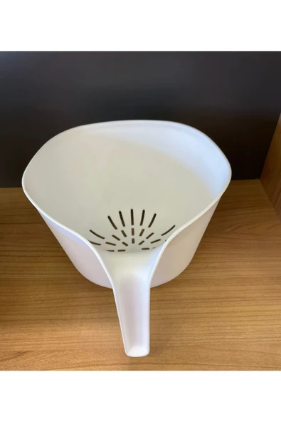 2 Parça XL 3 LT Beyaz Saplı Süzgeç Çok Amaçlı Makarna Meyve Sebze Plastik Pirinç Yıkama Süzgeci - 3