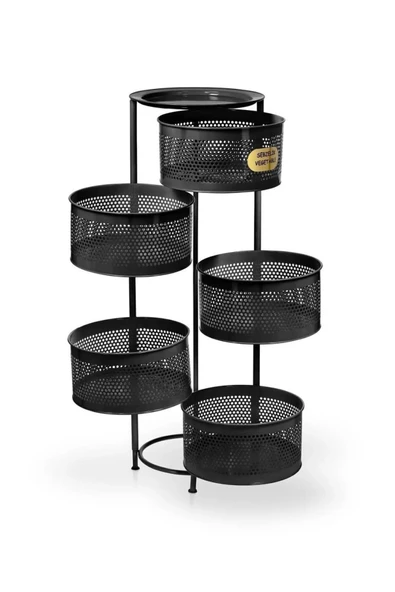 Ciro 5 Katlı Yana Açılır Siyah Patates Soğan Sepeti Sebze Meyve Sepeti  Sebzelik Tekerleksiz Model - Resim 2