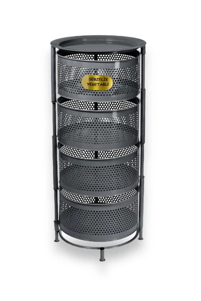 Ciro Antrasit 4 Katlı Yana Açılır Tekerleksiz Patates Soğan Sepeti Sebze Meyve Sepeti Sebzelik ürün görseli