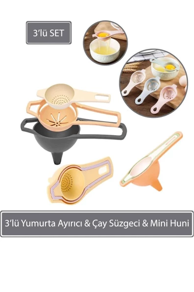 3 lü Yumurta Ayırıcı & Çay Süzgeci & Mini Huni