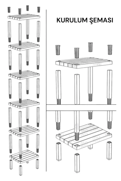 Shelf 6 Katlı Düzenleyici Raf Ünitesi Kitaplık, Banyo, Mutfak Rafı. Ayakkabılık, organizer - Resim 4