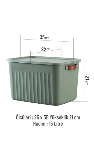 Boxsıs 3 Adet Mavi 15 Lt  Düzenleyici Kapaklı Kutu Storage Dekoratif Dolap İçi Organizer - 3