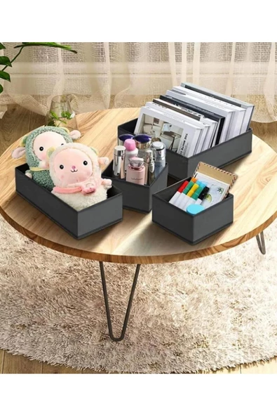 Coco 4'lü Dolap Içi Ve Çekmece Içi Düzenleyici Organizer Giysi Çorap Iç Çamaşırı Saklama Kutu Seti - Resim 5