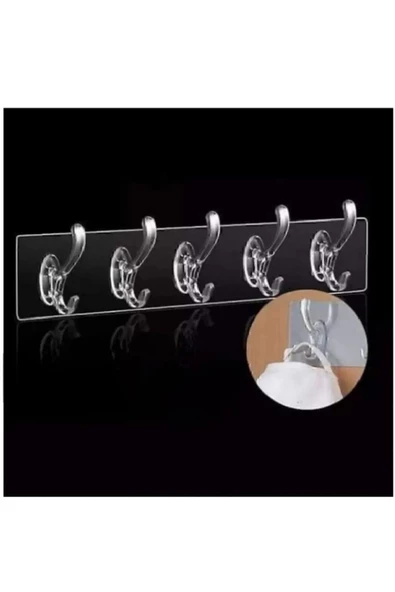 Silikonlu 4 Set 5'li 29*7 Şeffaf Güçlü Kendinden Yapışkanlı Kapı Duvar Askısı Ağır Yük Taşıma - 3